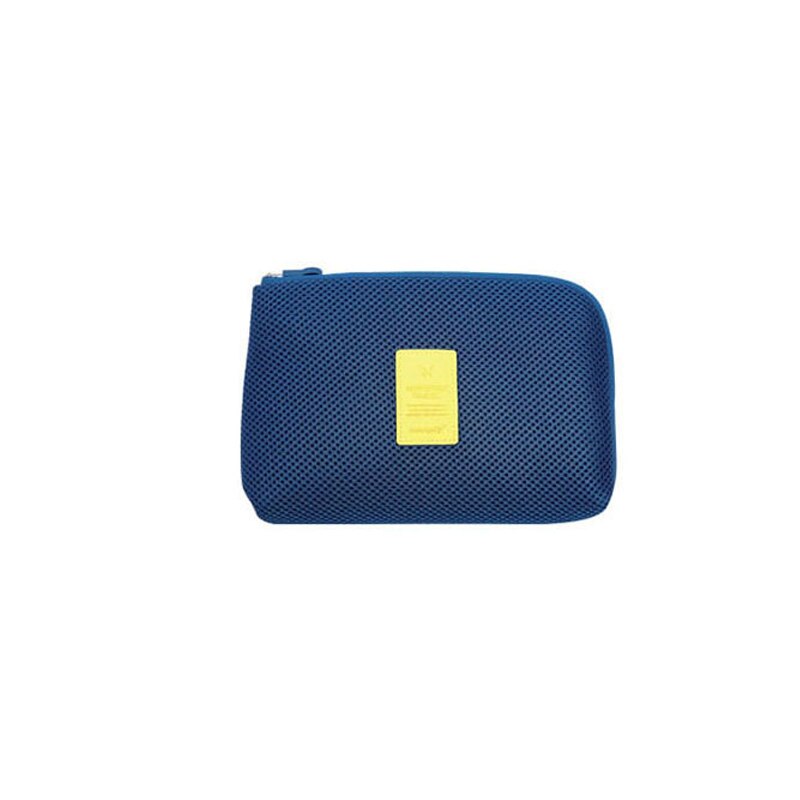 Hommes antichoc voyage numérique USB chargeur câble étui pour écouteurs maquillage cosmétique organisateur accessoires sac pour les femmes: Bleu profond / L