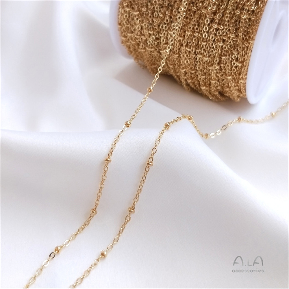 14K Vergulde Reliëf In Reliëf Gemaakte Batch Bloem Liefde Kettingpatroon Lange O Ketting Diy Eerste Sieraden Ketting Losse Ketting: Puur Goud Kleur
