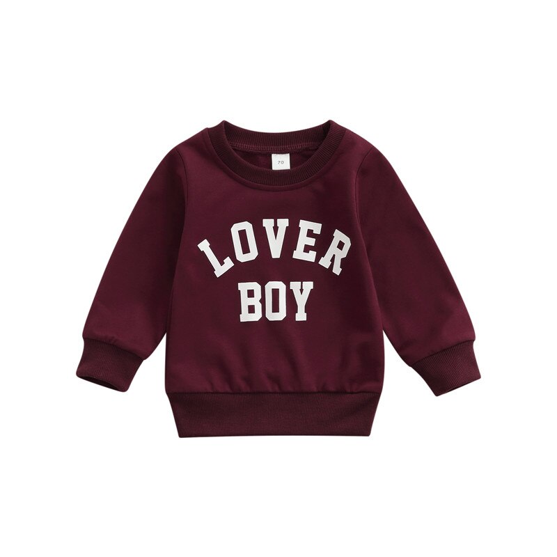 0-36m Baby Boys Spring Fall Sweatshirt Tops Toddlers Leisure Style Letter Printing Long Sleeve Sports Sweatshirts For Boys: Fuchsia / 6M