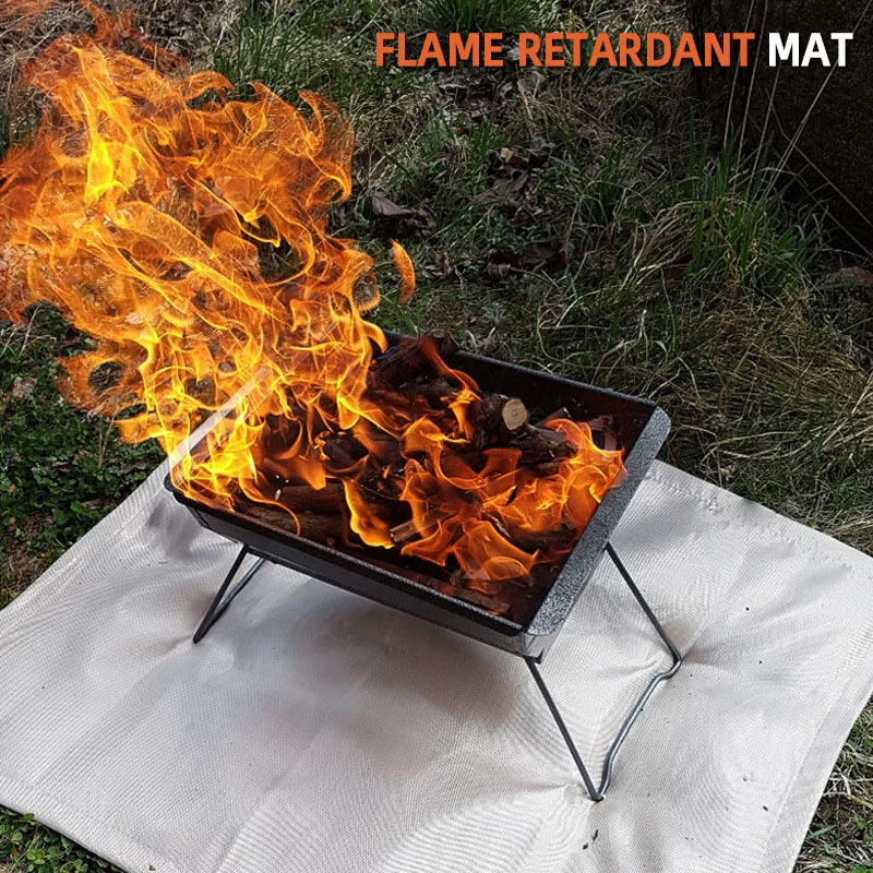Udendørs camping brandsikker klud picnic grill isoleringsmåtte flammehæmmende højtemperatur brandtæppe glasfibermåtte