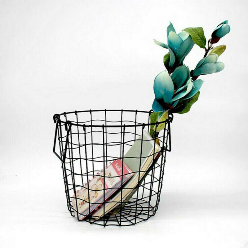 Iron Storage Basket Metal Wire Organizer Home Bathroom Box Fruits Container Home