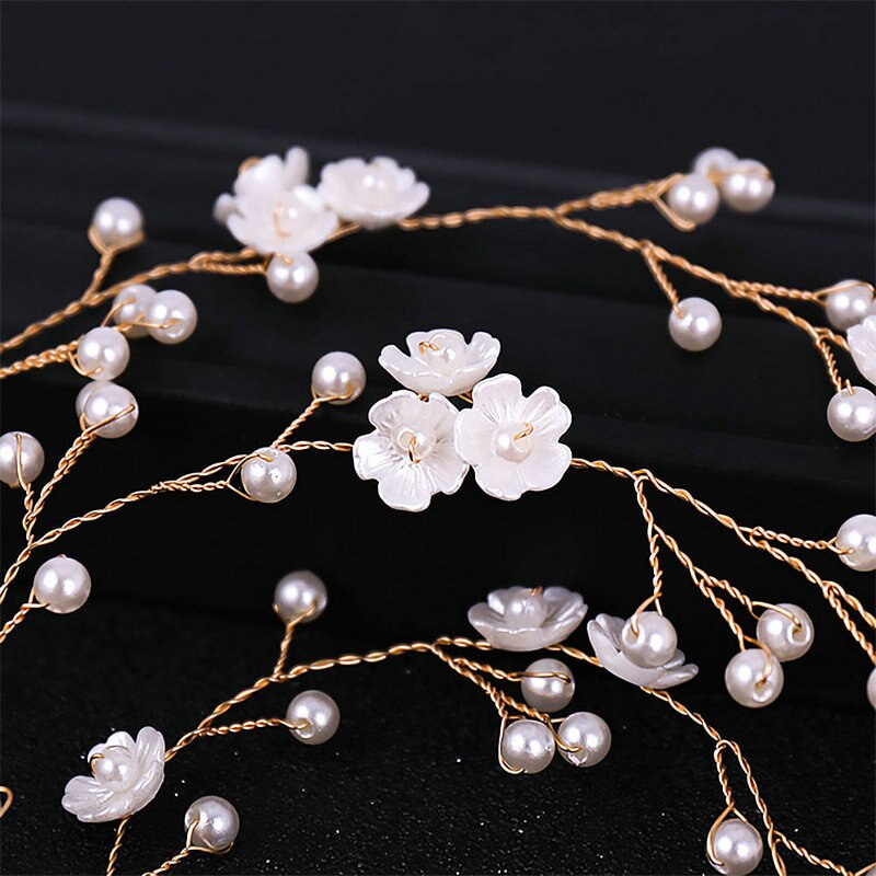 Damen Zarte Elegante Haar Zubehör Braut Hochzeit Simulation Perle Kopfschmuck Frauen Blume Haar Reben Kopfschmuck