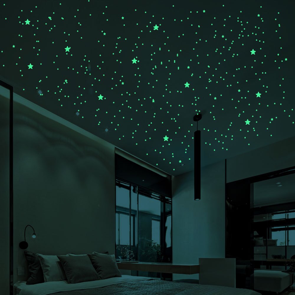 202Pcs/set Luminous Sky Stars Wall Sticker 3D Bubble Kids Room Bedroom Home Decoration Decal Glow In The Dark Diy Stickers Toy