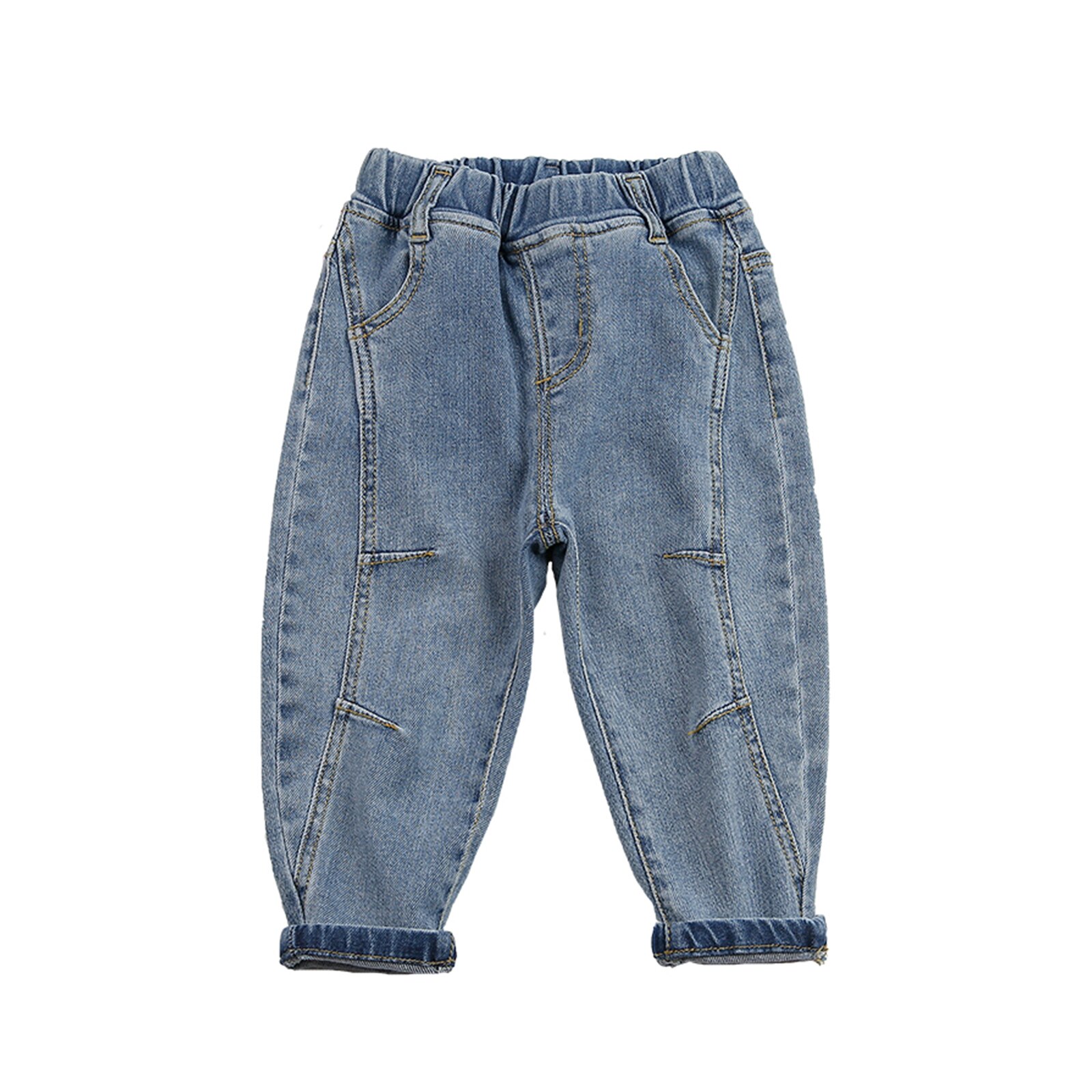Ademende Peuters Broek Jeans Meisjes Creatieve Diagonale Lijn Lange Jeans Losse Denim Broek