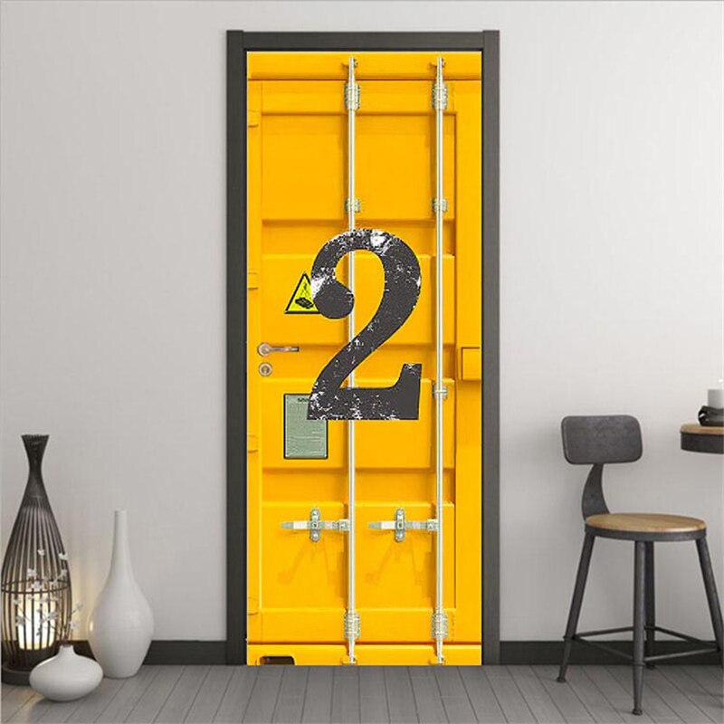 Door Stickers Home Decor Door Wrap Container Wall Sticker Mural Wallpaper Self Adhesive PVC Removable Waterproof Door Decal
