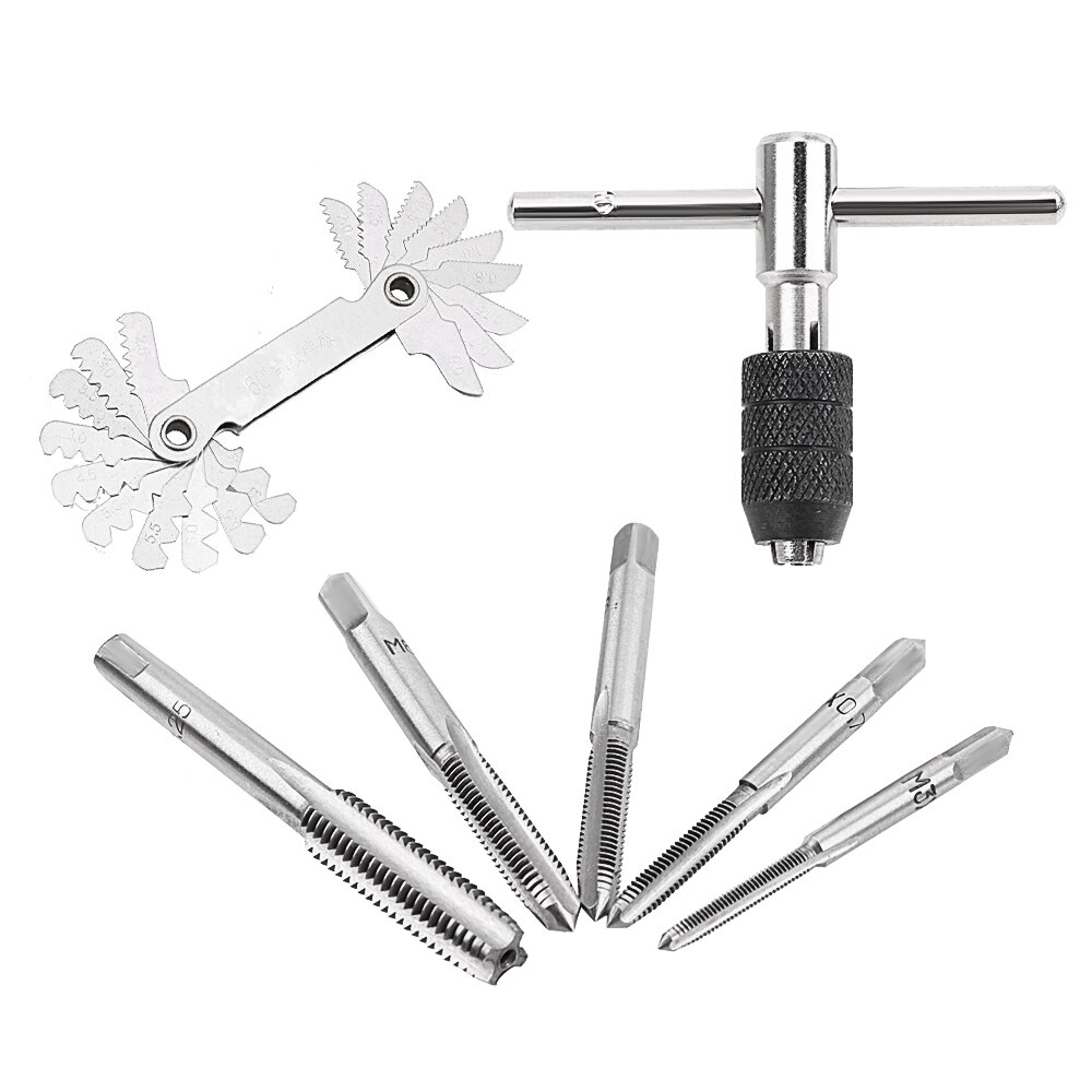 Maschine Hand Windeisen Schraube klopfen klopfen Halfter Schraube Gewinde Wasserhähne Reibahle 7 teile/satz M3/M4/M5/M6/M8 60 grad Gewinde Messgerät