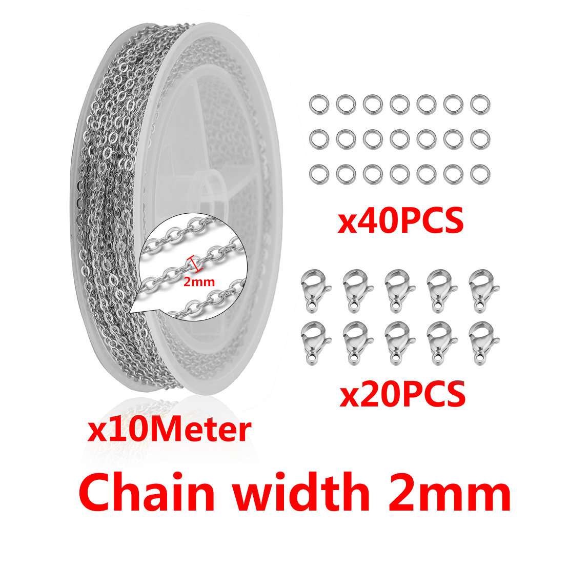 10 Meter Ketting Met Karabijn En Opening Ring Set Diy Rvs Sieraden Maken Kit Voor Armband Ketting: Blauw