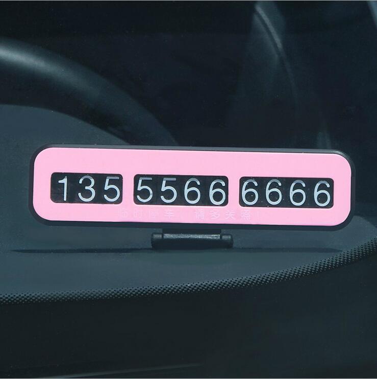 Hideable Auto Telefoonnummer Kaart Plaat Stickers Auto Styling Tijdelijke Parkeerkaart Telefoon Nummer Kaart Plaat Telefoonnummer: Pink