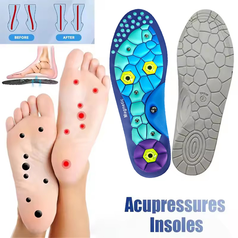 2025 neue 1 Paar Akupressur Fuß Einlegesohlen Für Männer Frauen Orthopädische Gel Magnetische Schuheinlagen Magnet Technologie Unterstützung Einlegesohle