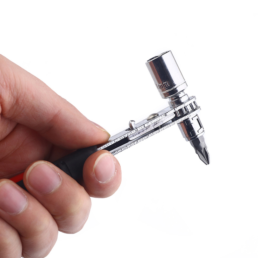 Mini Double-Headed Ratchet Home Grip Tool Semi-Automatic 1/4" Spanner Screwdriver Bit Wrench Repair Hand Tool for Nut Socket