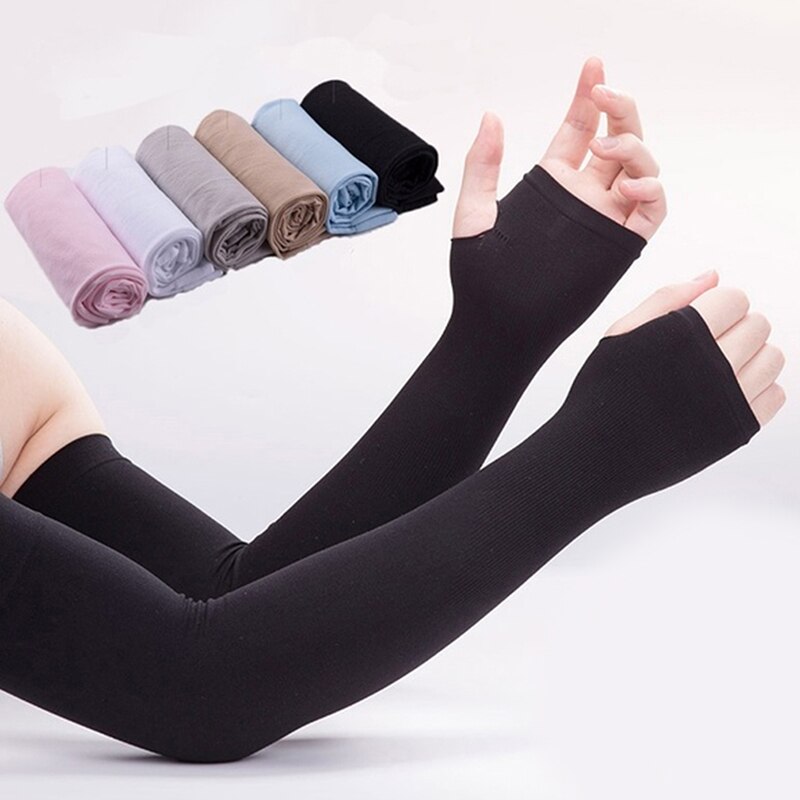 Femmes gants UV soleil protéger anti-dérapant glace soie manches bras manches en plein air crème solaire manchette été hommes en plein air équitation mitaine