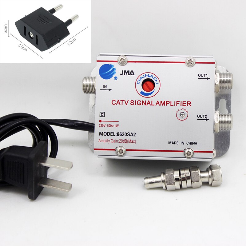 AC 220 V 4 Manier CATV Kabel TV Splitter Versterker 20dB Digitale TV Antenne Signaalversterker Thuis Tv apparatuur 45 Mhz tot 860 MHz US Plug: green
