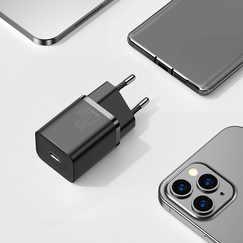 Baseus usb-typ-c-ladegerät 20w pd schnelllade  qc3.0 reiseladegerät für iphone 13, 12 mini, 11 pro max, xs, x: 20w eu schwarz