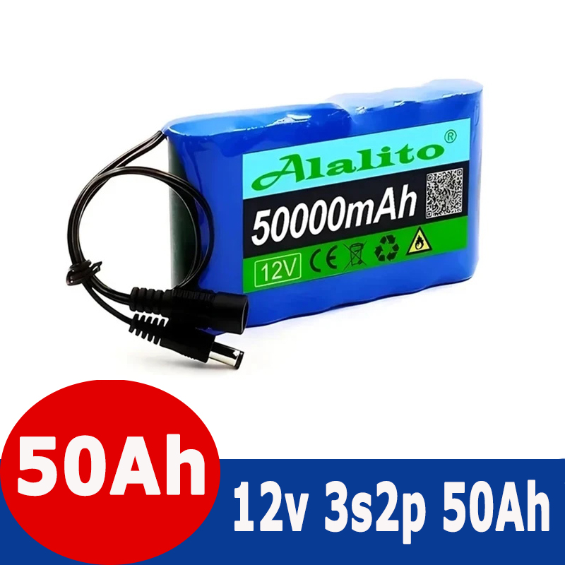 Draagbare Super 12V 50ah Oplaadbare Lithium Ion Batterij Capaciteit Dc 12.6V 30ah Cctv Cam Monitor Xenon Lamp + Oplader: GRIJS