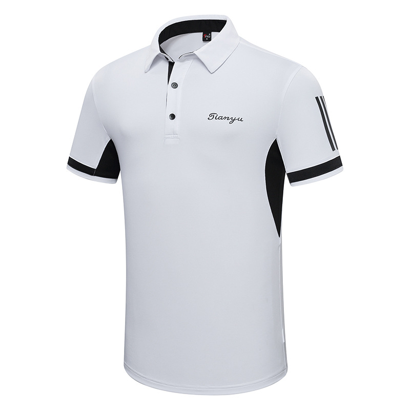 Herre kortærmet muskel golf t-shirt sommer åndbar afslappet golf toppe mænd løse fritidstrøjer golf tøj  d0807: Hvid / Xxl