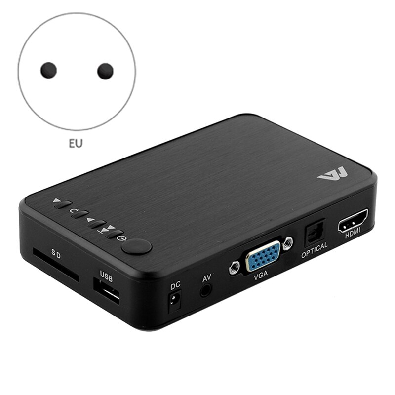 Digital Media Player ,Full HD 1080P Multimedia Player TV Box , HDMI VGA AV USB Hard Disk U Disk SD/SDHC/MMC Card EU Plug