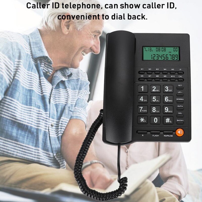 bureau maison L019 téléphone fixe à domicile identification de l'appelant appel téléphonique LCD luminosité réglable mains libres cadran arrière numéro stockage