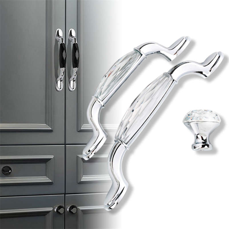 Amerykańnarty prosty styl klamka kryształowy uchwyt szafki gałka szuflady uchwyty