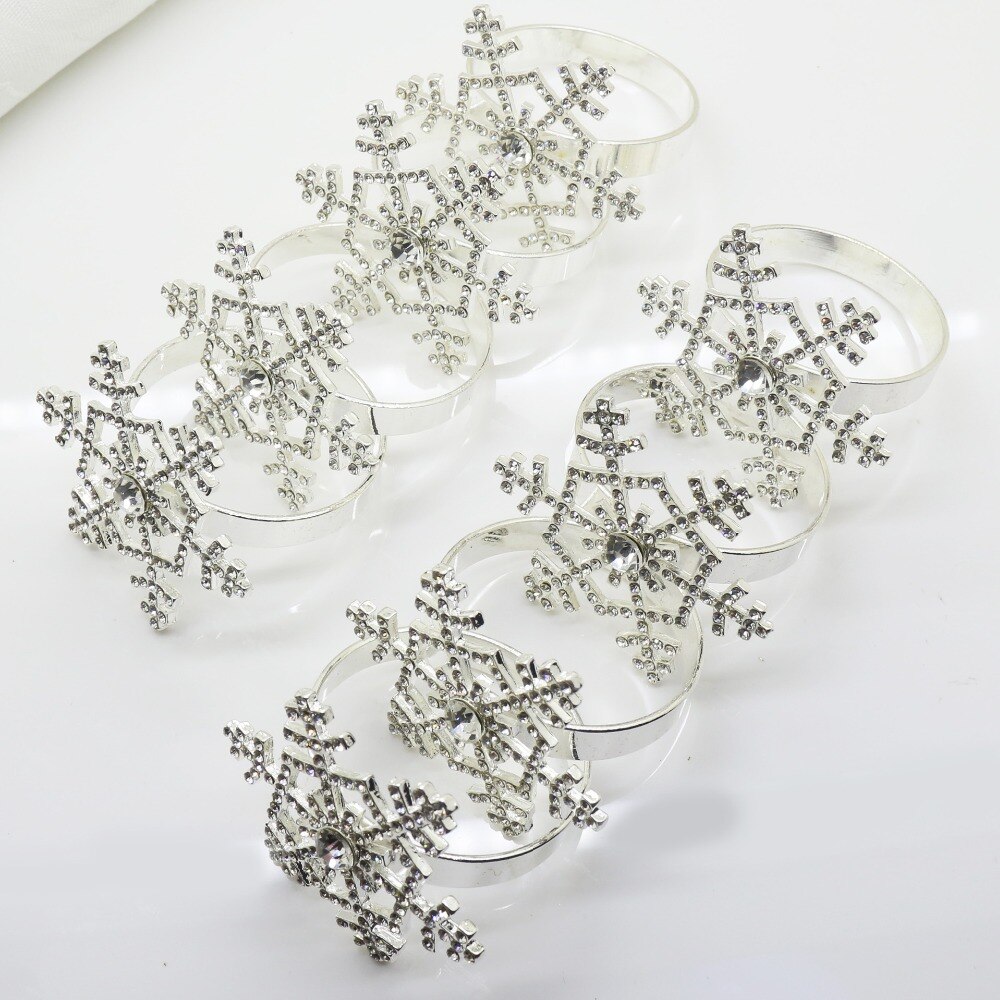 12 stuks Crystal snowflake Kerst servet ring mond doek servet ring gesp hotel swing sets Kerst decoratie