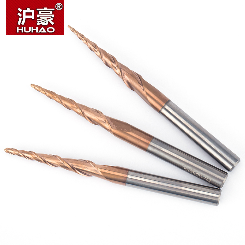 HUHAO 2pcs/lot HRC55 Tapered Ball Nose End Mill Tungsten Solid Carbide Coated CNC Milling Cutter D4-D10mm Engraving Bit
