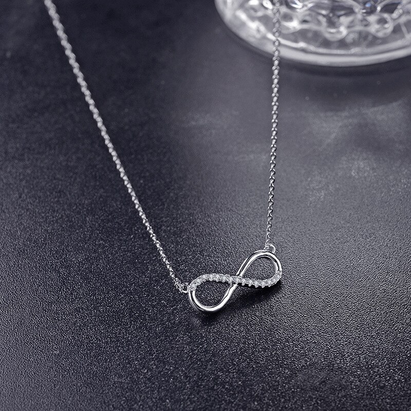 Negro Awn COLLAR COLGANTE de joyería de plata 925 para mujer enlace cadena Zircon bien suerte 8 China