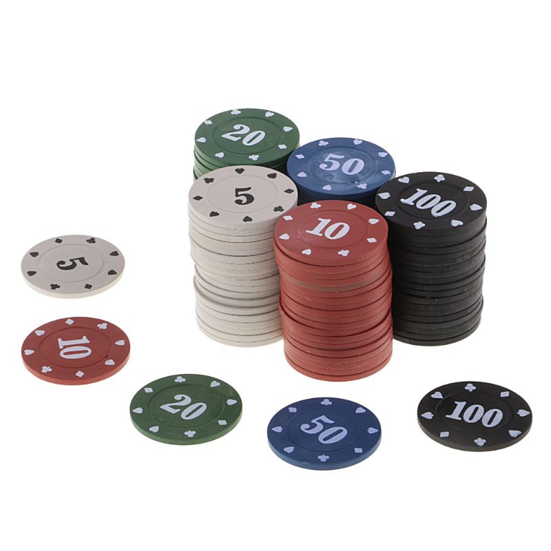 100pcs Round Plastic Chips Casino Poker Card Game Counting Accessories Dice Entertainment Chip 5/10/20/50/100