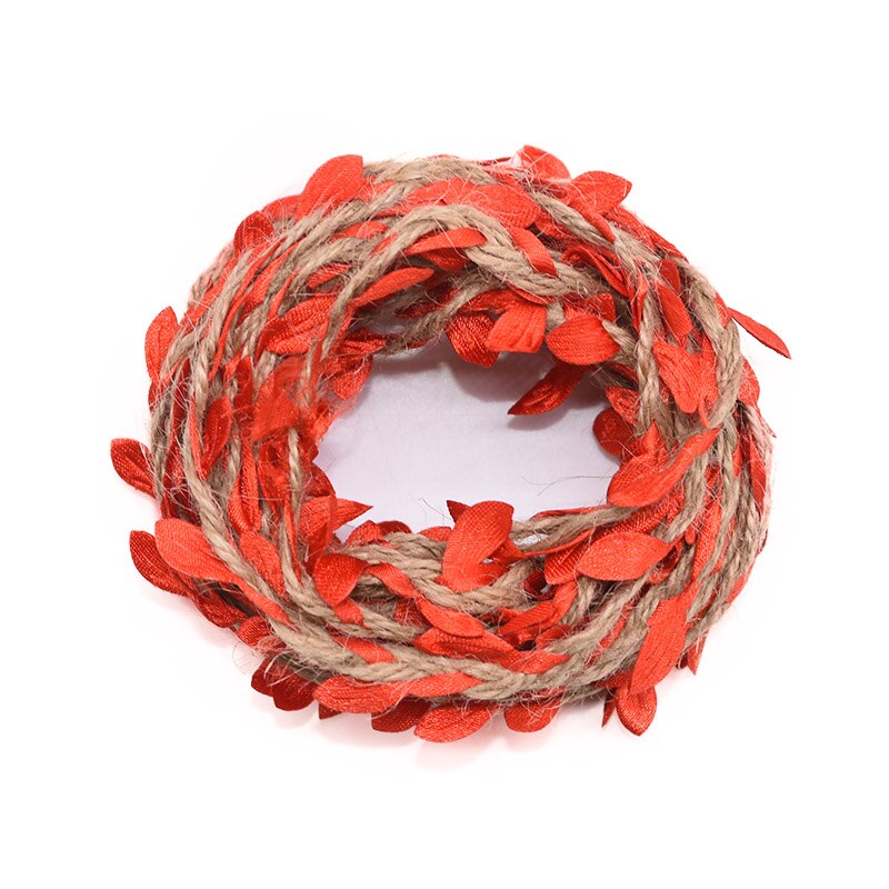 5M Simulation Green Leaves Weaving Jute Rope Ribbon for Restic Wedding Birthday Decoration Flower Bouquet Packaging Rattan: B08