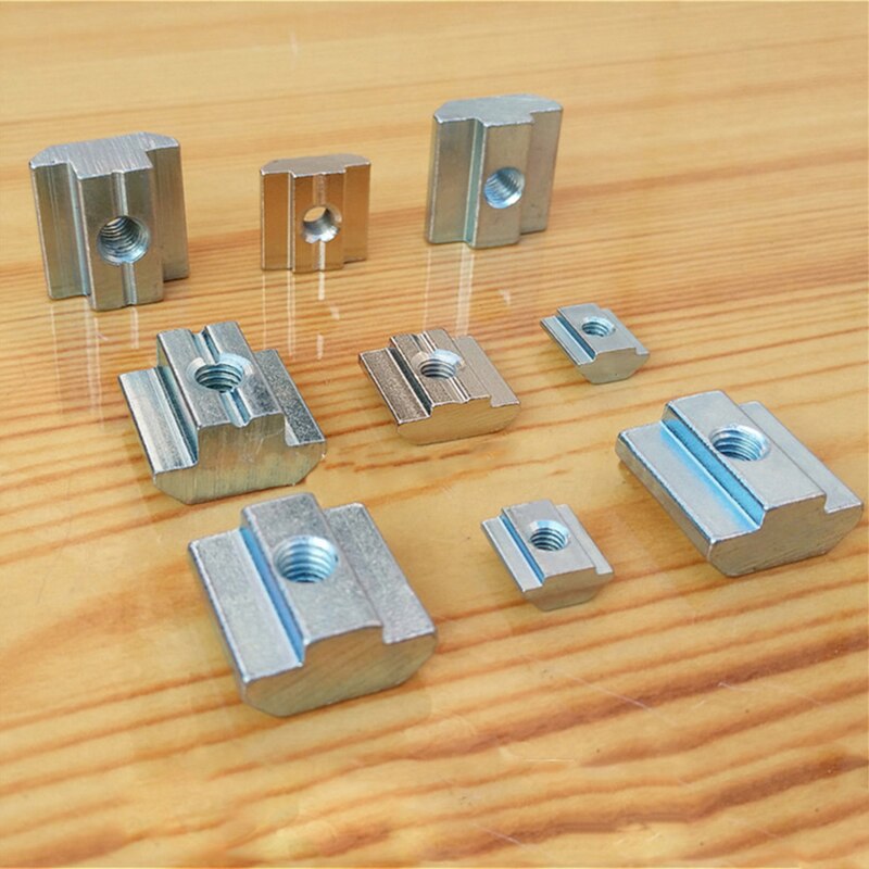 20 st 50 st/lot t glidande hammarmutterblock fyrkantsmuttrar  m5 mutter aluminiumprofilslits zinkbelagd platta aluminiumtillbehör