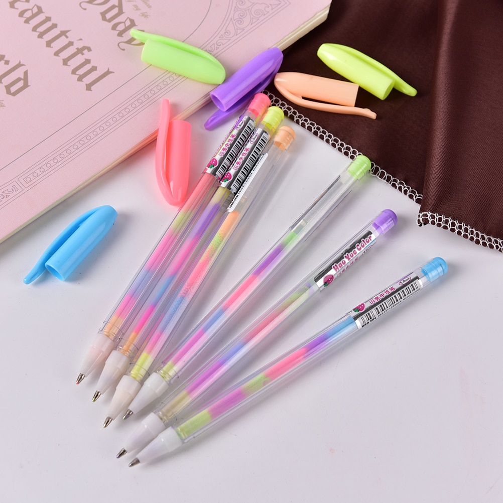 Koqzm 1 Pc Rainbow Meerdere Kleuren Marker Markeerstift Schrijfpen Briefpapier School Office Kid Papelaria Fluorescerende Pen