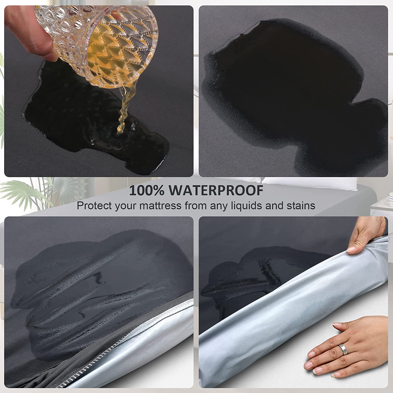 Housse de protection de matelas solide, drap imperméable, noir/gris/bleu marine
