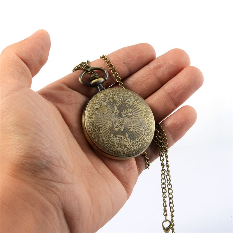 Unique Men Women Vintage Pocket Watch Roman Numerals Fob Watch 3 Dials Character Necklace Pendant Clock Time with Chain