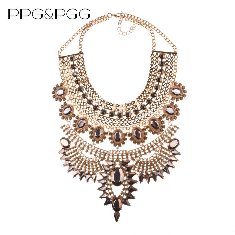 Indian Statement Big Chokers Necklace Women Crystal Large Collar Necklaces Female Big bib Necklace Boho Ethnic Costume Jewelry