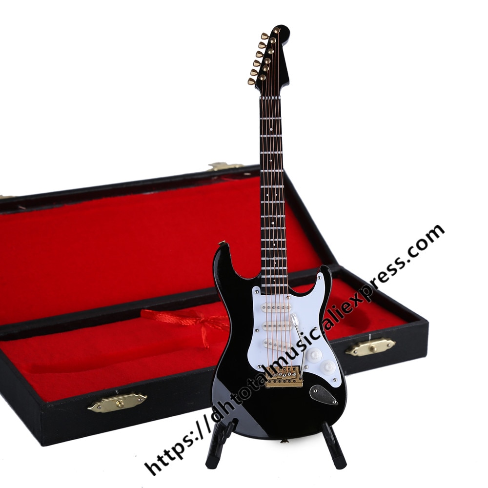 Mini Electric Guitar Model Miniature Decoration Musical Instruments with Case and Stand