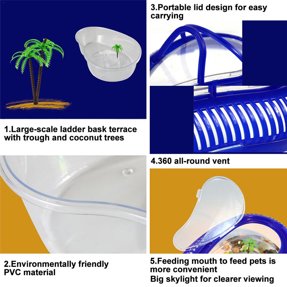 Turtle Cylinder with Bask Platform Raising Brazilian Tortoise Plastic Tank Water Turtle Breeding Box with Cover