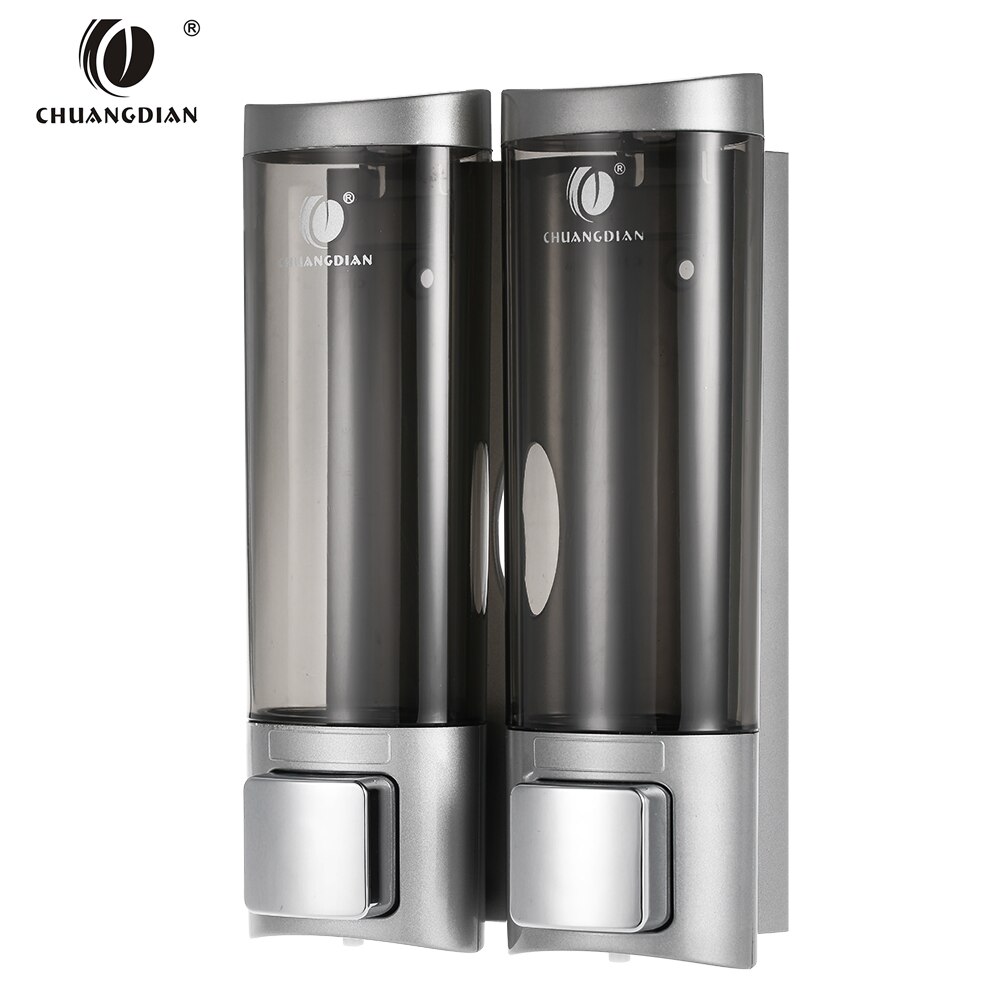 CHUANGDIAN Manual Soap Dispenser 200mlx2 Wall Mount Liquid Shower Gel Dispenser Hand Cleanser for Bathroom Restroom Hotel: Slivery