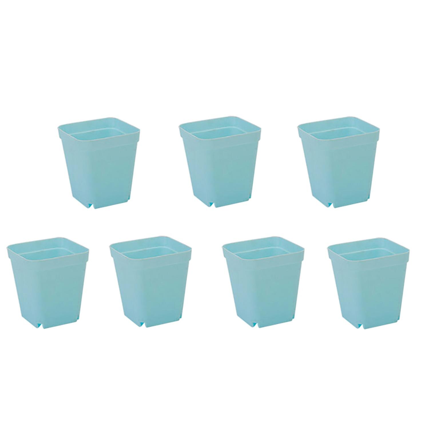 Candy Colors Mini Square Plastic Plants Flower Pots Home Garden Office Succulent Plant Pot Greenhouse Nursery Trays 7 Pieces: Blue / Thin