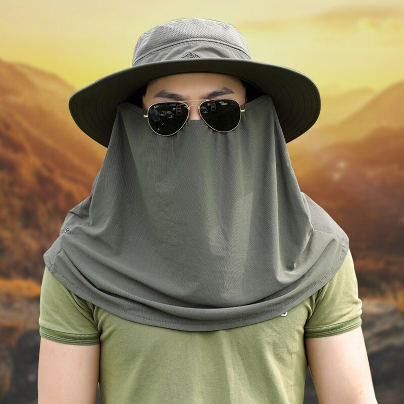 Höstsolhatt män kvinnor hinkhatt med nackskydd utomhus uv-skydd stort brett rand vandringsfiske mesh andas mössa