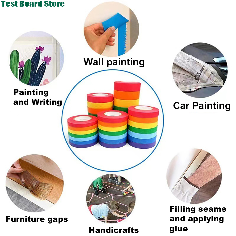 7 rolos de fita adesiva colorida, fita de artista arco-íris, fita de papel artesanal, etiqueta artesanato, decoração diy, decoração de codificação, ensino