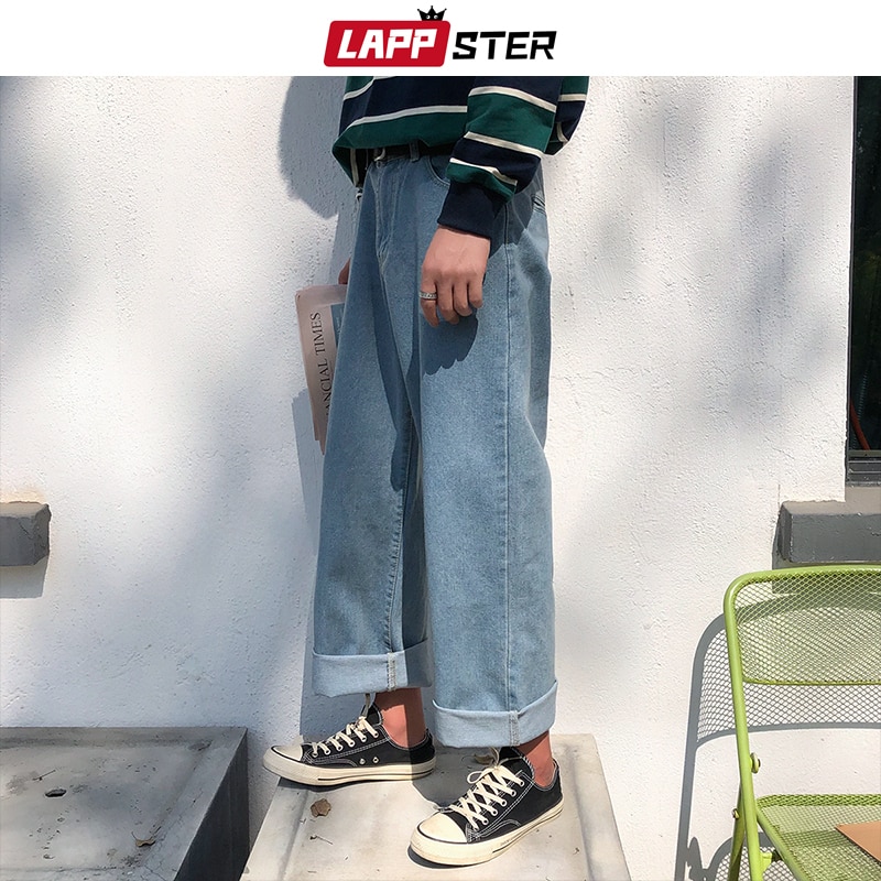 Lappster heren harajuku harem jeans broek heren streetwear hiphop denim wijde pijpen broek heren vintage losse kleurrijke broek xl