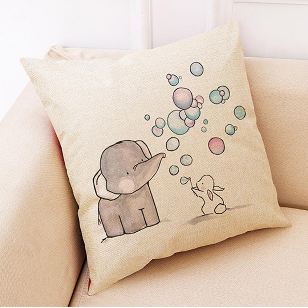 Mikksire Mode Schattige Kleine Olifant Decoratieve Kussens Sofa Kussen Linnen Seat Kussen Leuke Olifant Konijn Print D1: B