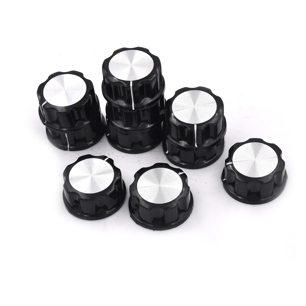 10x Potentiometer-Drehknopf 6 Mm – Schwarz/Silber, 13x17 Mm, Mit Stellschraube