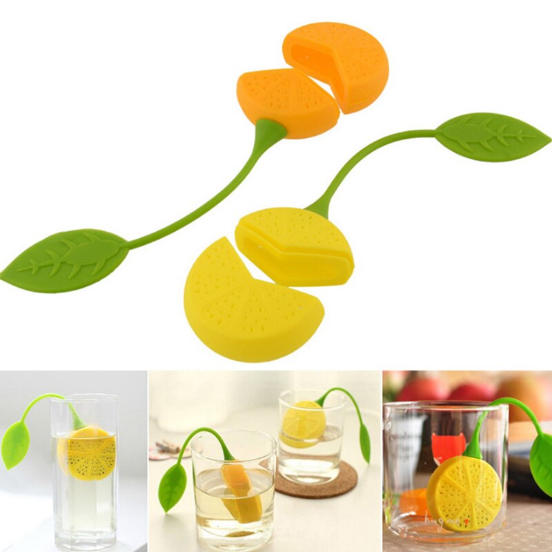1 st tepåse tekanna tillbehör kök levererar tesil giftfri citronform silikon te infusionsanordning