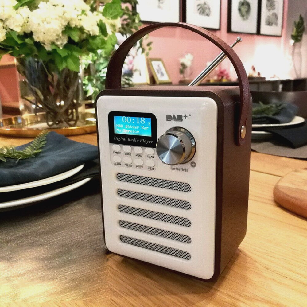 DAB Digital Radio Wood Retro Radio Audio Portable Rechargeable Bluetooth Music Player Support FM/TF Card/U Disk/Alarm Clock