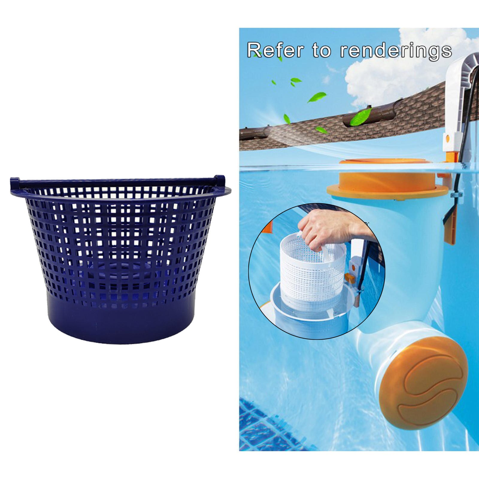 Cesta Skimmer de plástico, herramienta de limpieza de repuesto, malla fina redonda para limpieza de piscinas
