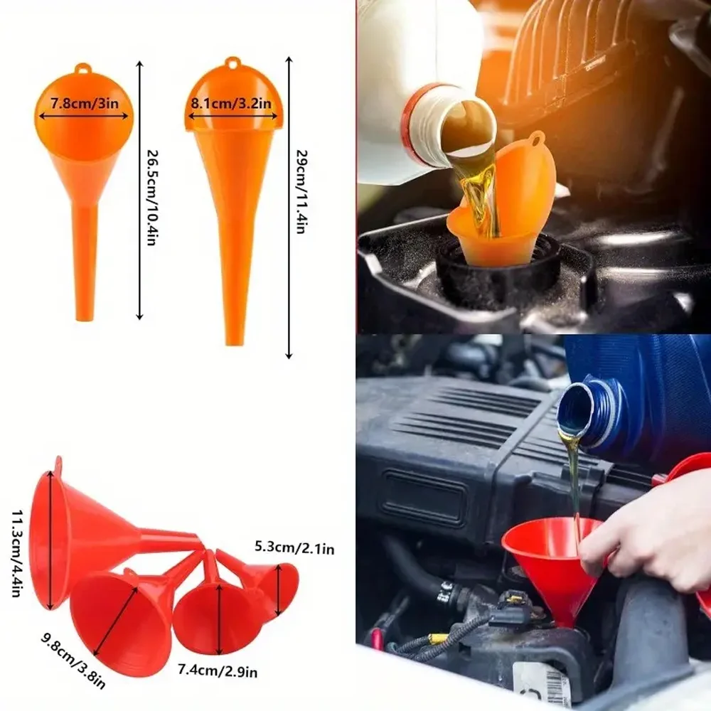 10Pcs Automotive Funnels Set Plastic Long Neck Oil Funnel Kit Flexible Wide Mouth Fuel Funnel for Filling Coolant Gasoline Water