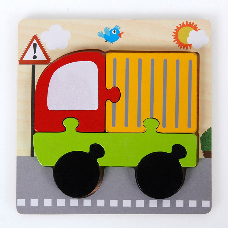 Creativo Per Bambini Puzzle di Legno Prima Infanzia Giocattoli Educativi 3d Puzzle Di Sviluppo di Intelligenza del Giocattolo: Fire truck