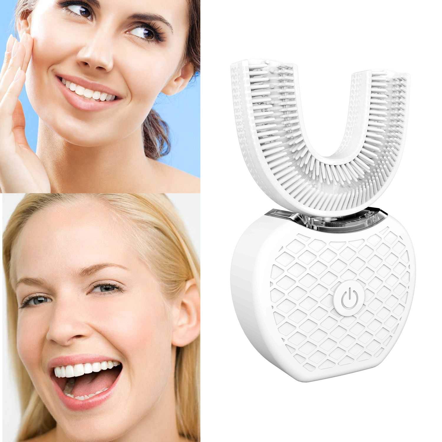 Cepillo de Dientes eléctrico sónico automático inteligente de 360 grados U tipo 4 modos cepillo de dientes carga USB blanqueador de dientes luz azul