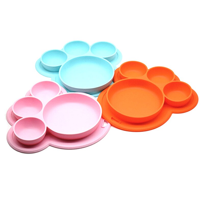 Plato para niños con cuenco de bebé de silicona, vajilla de alimentación sin BPA con succión