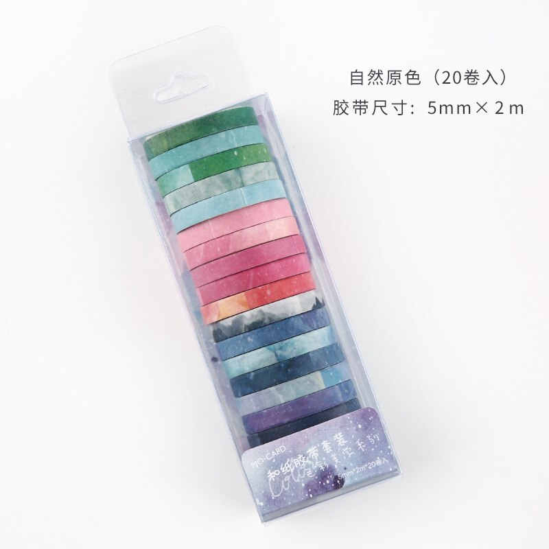 Journamm 5mm*2m*20pcs Color Tapes Janpaese Journal Delicacy Styling Bullet Journaling Adhesive Scrapbooking Deco Masking Tapes