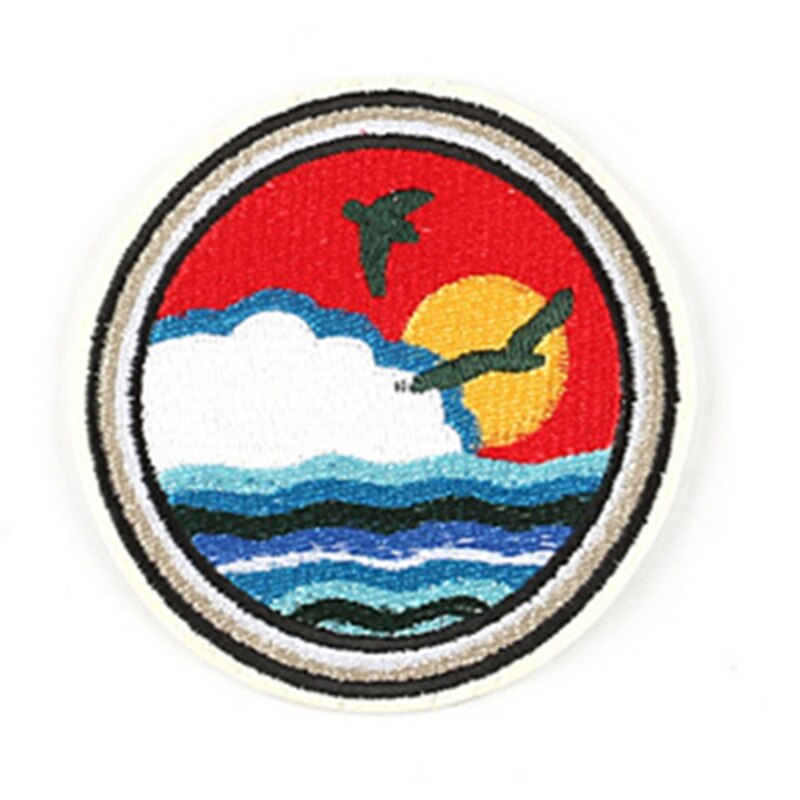 9 Pcs Cloth Patch Circular Badge Embroidery Patch Jacket Decorative Sewing DIY K3NF